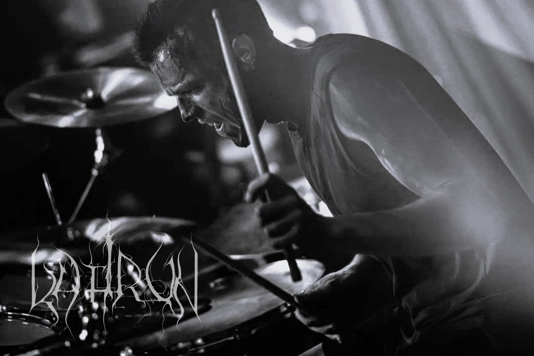 KAFIRUN band, drummer Mesmorphion performing live.